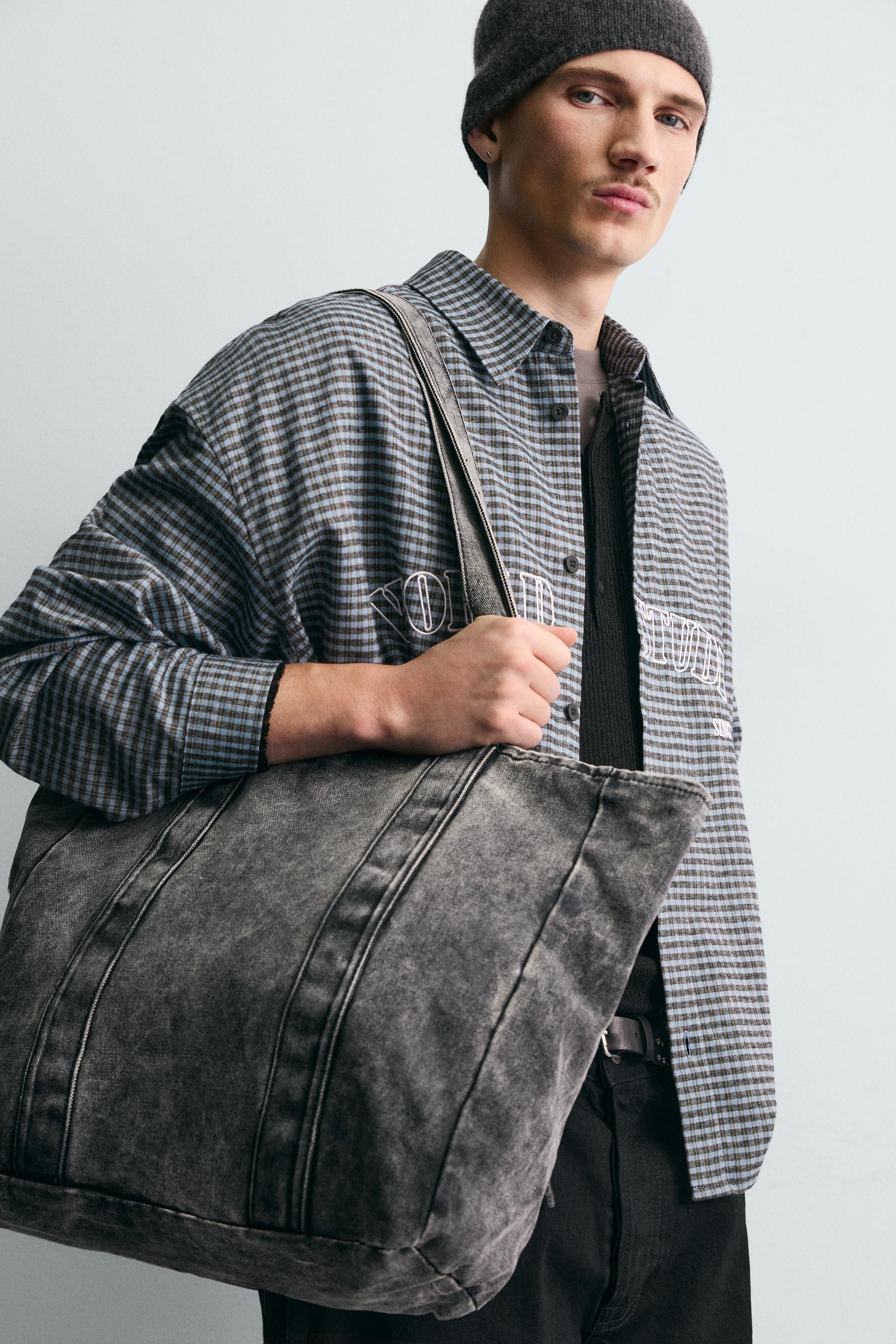 WASHED EFFECT DENIM SHOPPER BAG
